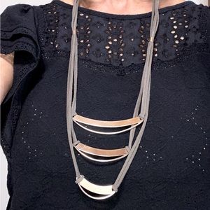 Silpada Sterling Silver Grey Suede Necklace